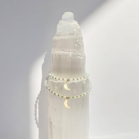 MOEDER & DOCHTER ARMBANDEN | STAR & MOON | 14K GOLD FILLED & AMAZONIET