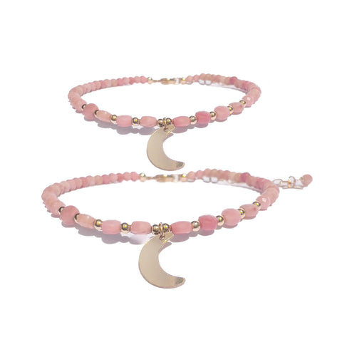 MOEDER & DOCHTER ARMBANDEN | STAR & MOON | 14K GOLD FILLED & RHODONIET