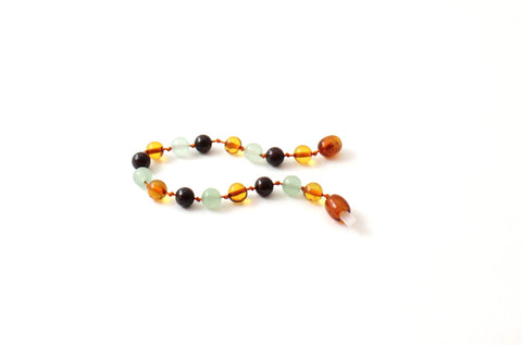 BARNSTEEN ARMBAND COGNAC & AVENTURIJN - GRANAAT