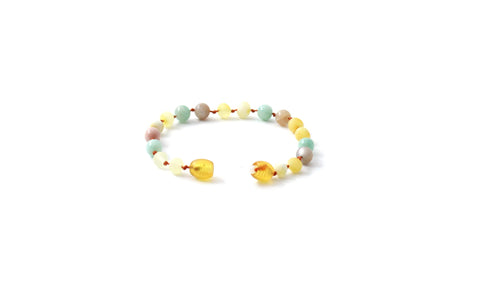 BARNSTEEN ARMBAND RAW MILKY BUTTER & AMAZONIET - ZONNESTEEN