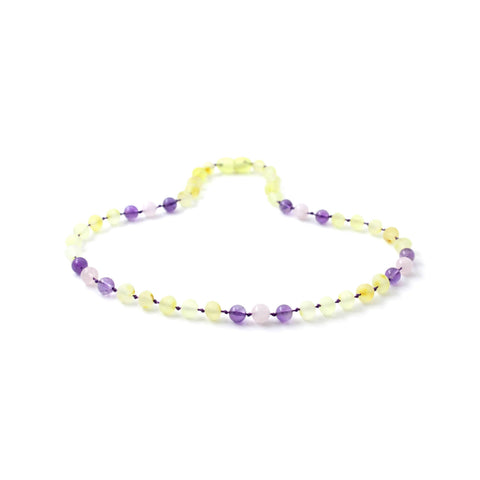 BARNSTEEN KETTING RAW LEMON & AMETHIST - ROZENKWARTS