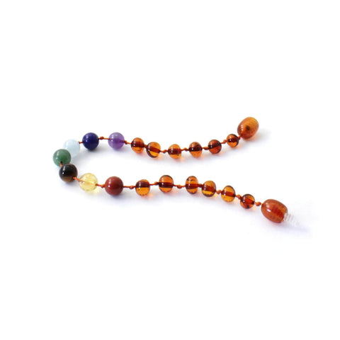 BARNSTEEN ARMBAND COGNAC & CHAKRA EDELSTENEN
