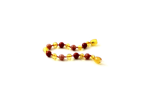BARNSTEEN ARMBAND HONEY & ZONNESTEEN - RODE JASPIS