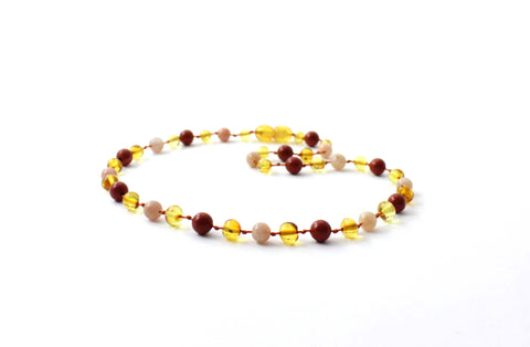 BARNSTEEN KETTING HONEY & ZONNESTEEN - RODE JASPIS