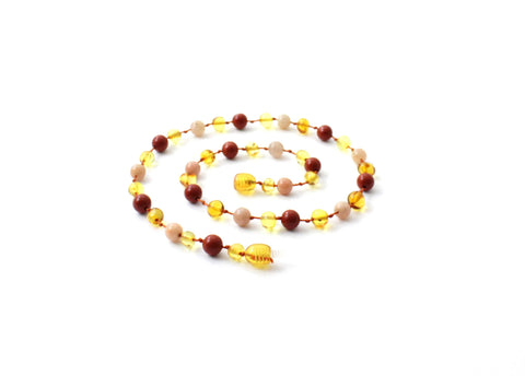 BARNSTEEN KETTING HONEY & ZONNESTEEN - RODE JASPIS