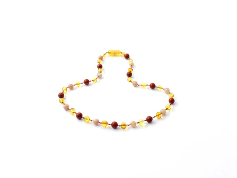 BARNSTEEN KETTING HONEY & ZONNESTEEN - RODE JASPIS