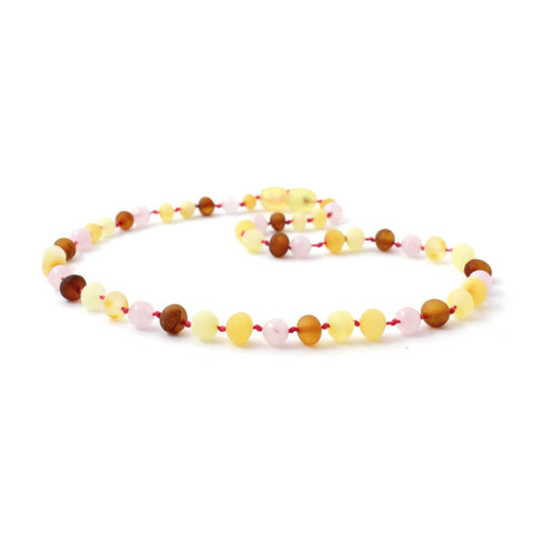 BARNSTEEN KETTING RAW MULTICOLOR & ROZENKWARTS