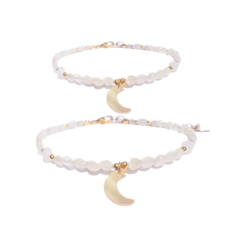 MOEDER & DOCHTER ARMBANDEN | STAR & MOON | 14K GOLD FILLED & MAANSTEEN