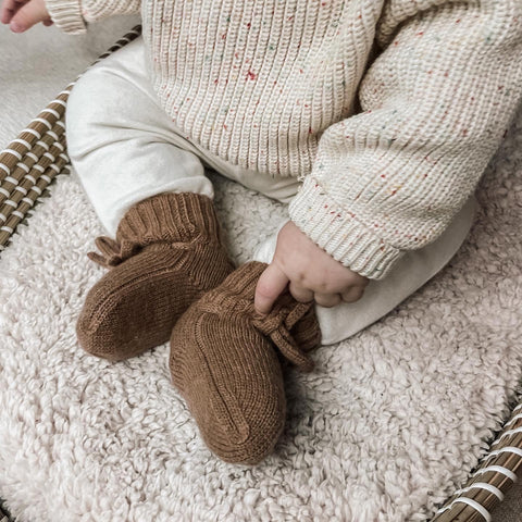 BABYSLOFJES MERINOWOL | BOOTIES | DARK BROWN