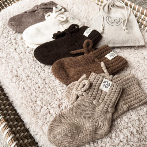 BABYSLOFJES MERINOWOL | BOOTIES | LIGHT BROWN