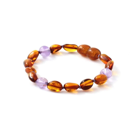 BARNSTEEN ARMBAND COGNAC & AMETHIST