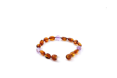 BARNSTEEN ARMBAND COGNAC & AMETHIST