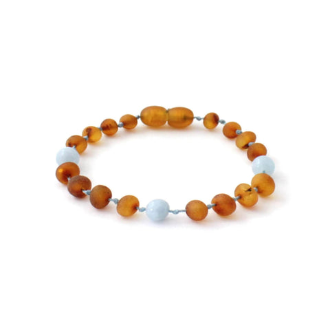 BARNSTEEN ARMBAND RAW COGNAC & AQUAMARIJN