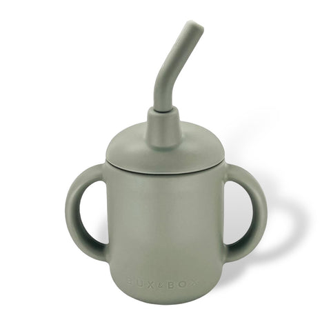 SILICONEN DRINKBEKER MET HANDVAT | OLIVE GREEN